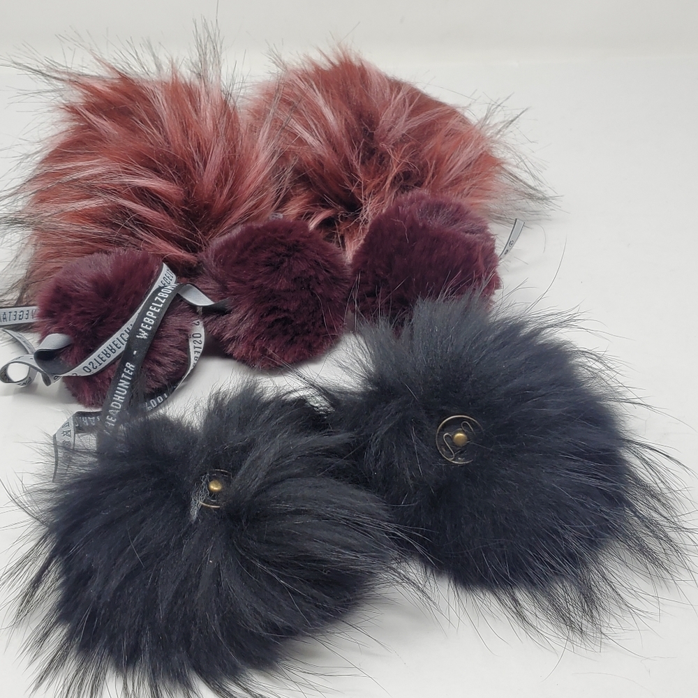 Variety of faux fur poofs or balls crafting Lot Of 7 New Condition